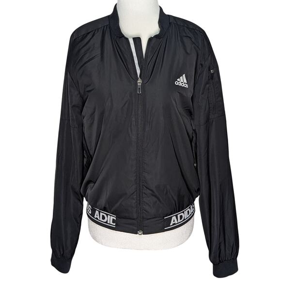 adidas Jackets & Blazers - Adidas Sport ID Black Plush Lined Full Zip Bomber Jacket Juniors Size Medium